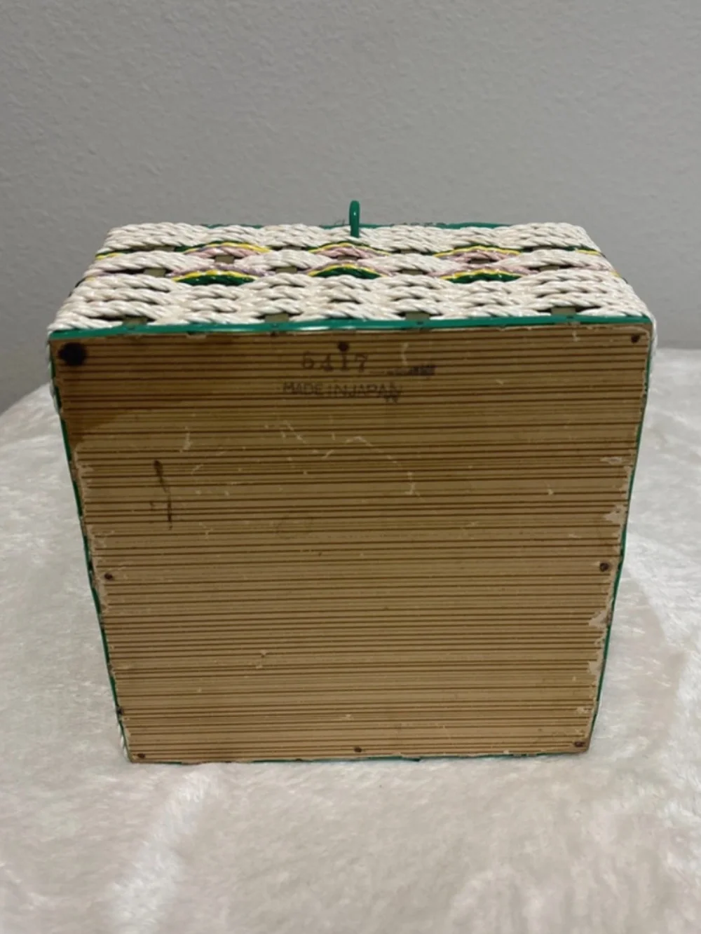 Vintage Floral Basket with Handle Woven Storage Craft Organizer